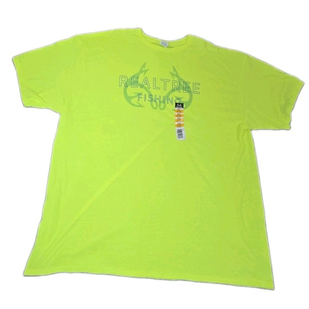 NWT Realtree Fishing Shirt Mens 3XL Safety Green Graphic Tee Big & Tall Delta Pr